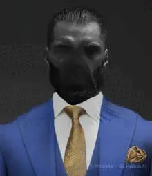 134160 - soybooru.com - blue_jacket clothes faceless genre_defining gigachad gray_skin necktie nophono nophono not_oc suit suit_and_tie yellow_tie.jpg